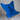 Blue butterfly chair with a black metal frame on a gray background